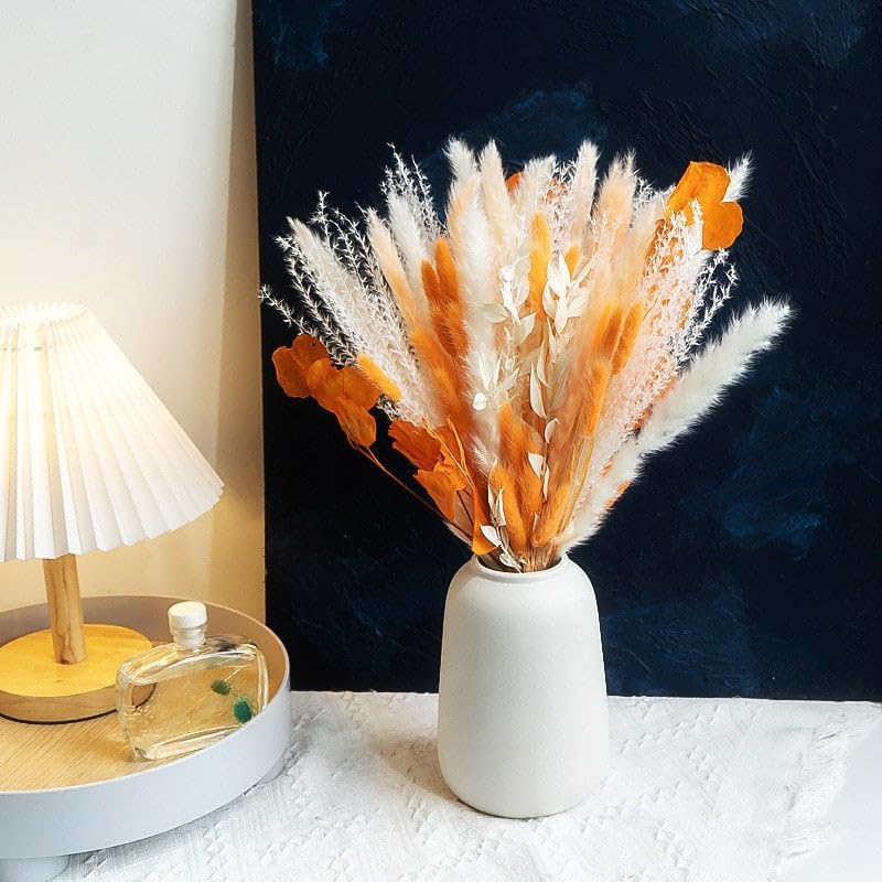Ramo de hierba de pampa seca natural, ramo bohemio para decoración del hogar, flores secas de frragmitas, flores secas de 17 pulgadas para