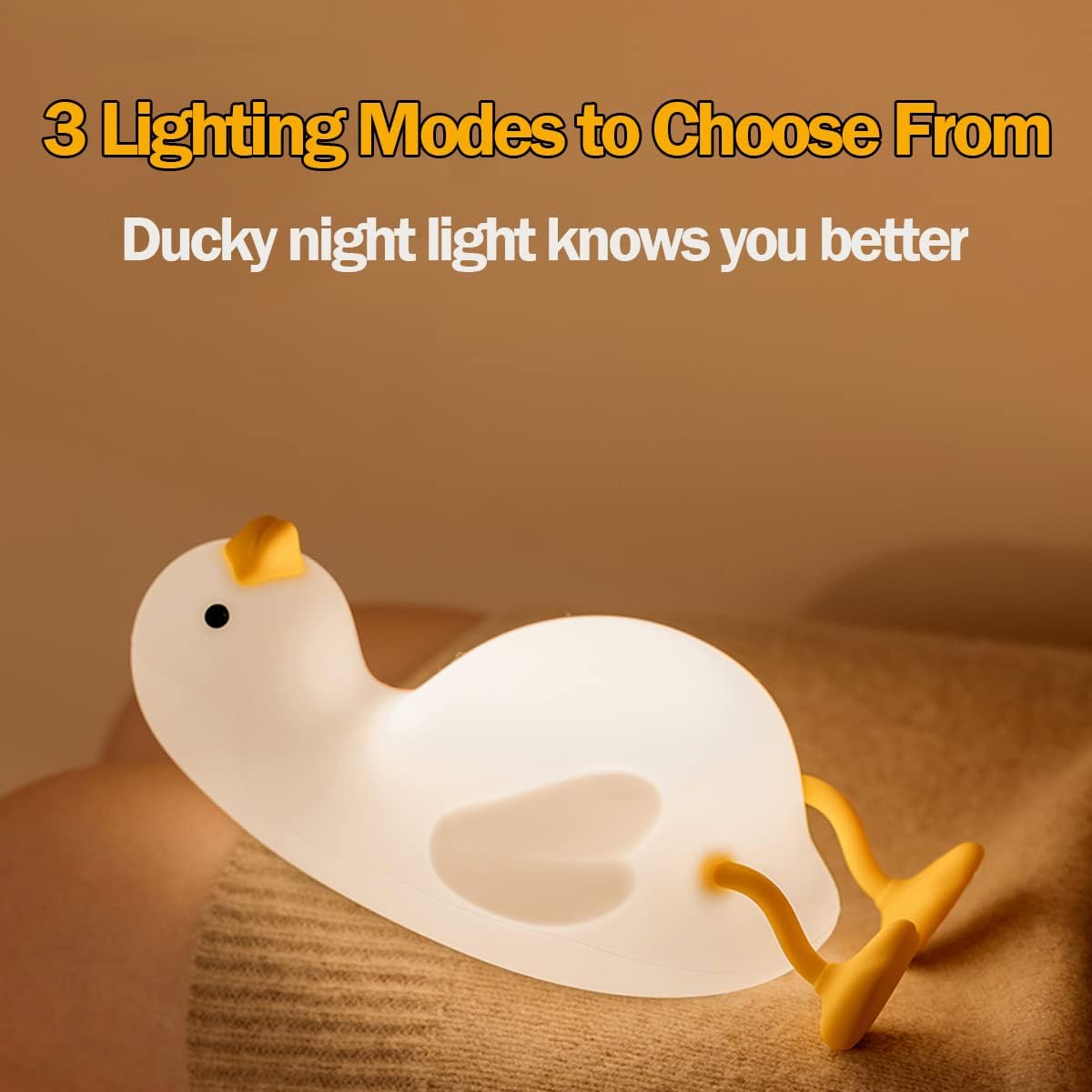 Luz nocturna para niños, bonita luz de pato plano y blando, lámpara de silicona con animales Kawaii para niños y niñas, luz nocturna LED para