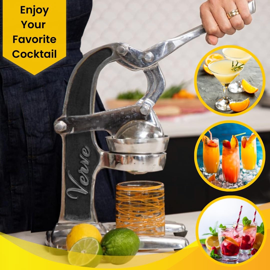 Verve CULTURE – Exprimidor manual manual de aluminio fundido hecho a mano de grado profesional para bebidas frescas de la mañana, cócteles, o
