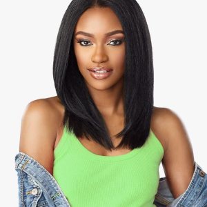 Yaki – Peluca lacia en U con parte en U, cabello sintético suave como cabello humano real, sin pegamento, peluca italiana Yaki en V para mujeres Yaki – Peluca lacia en U con parte en U, cabello sintético suave como cabello humano real, sin pegamento, peluca italiana Yaki en V para mujeres