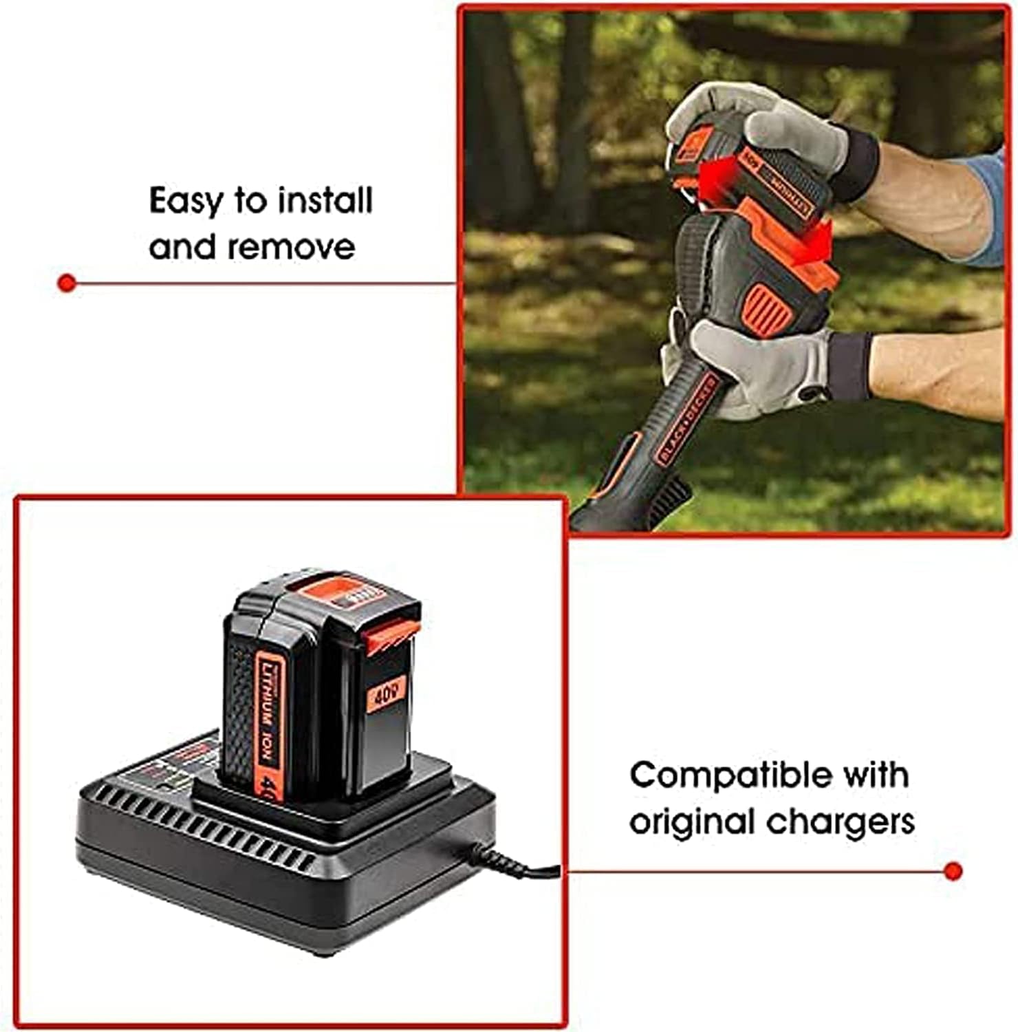 Batería de repuesto de 40 V 3.0 Ah para Black and Decker batería de litio LBX2040 LBXR36 LBXR2036 LST540 LCS1240 LBX1540 LST136W compatible con