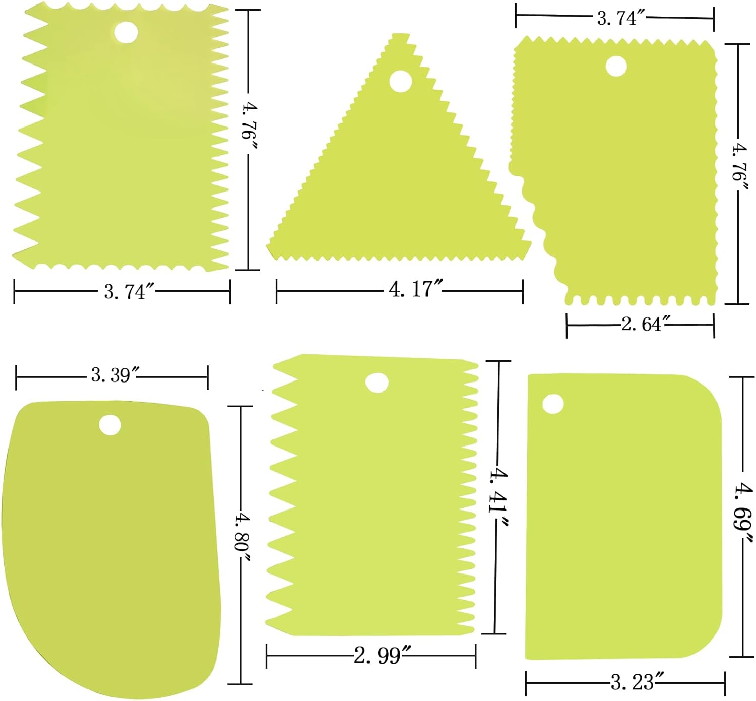 YQBOOM 6 piezas de raspador de pasteles decorando peine y glaseado más suave reutilizable pan crema pizza cortador verde