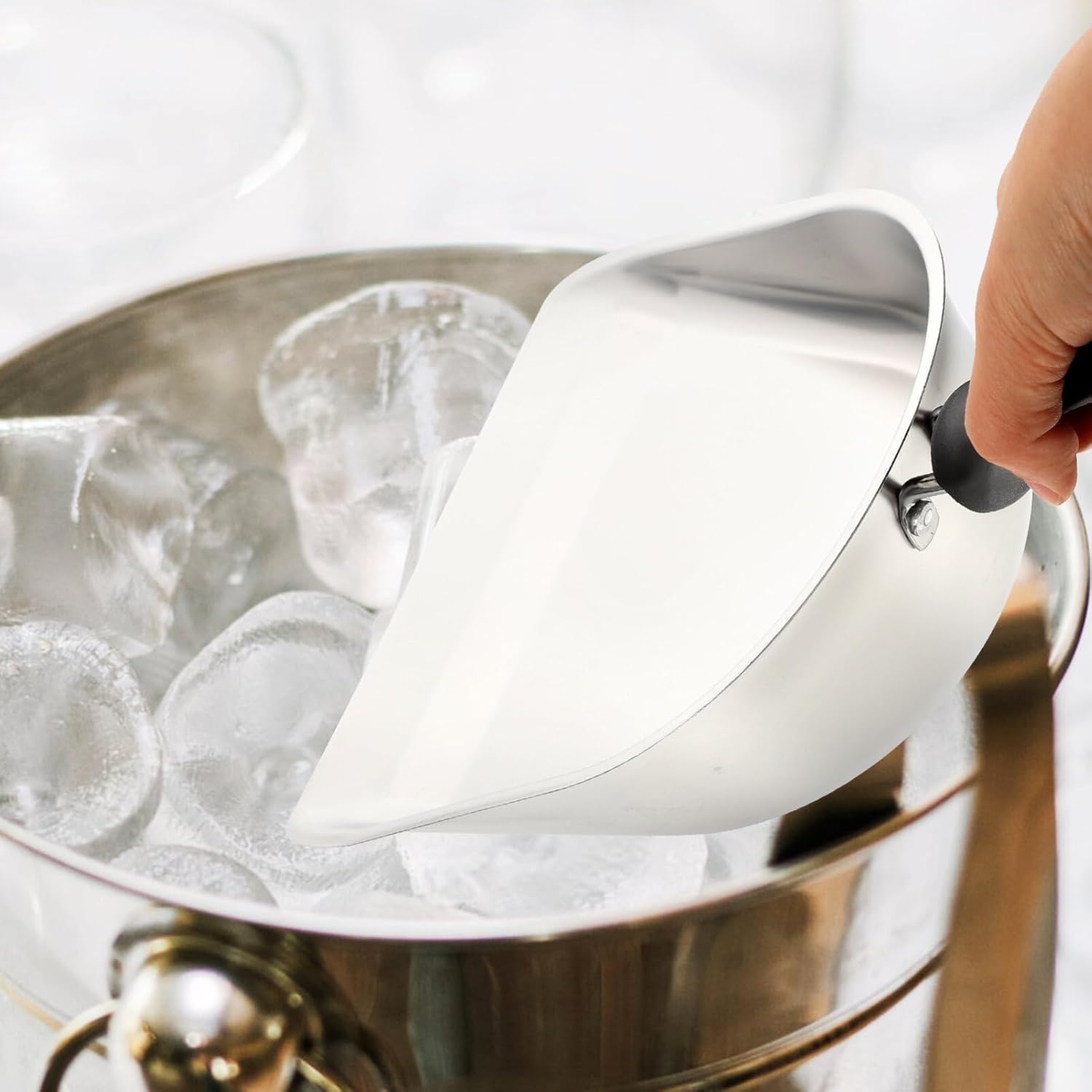 Cuchara de metal para alimentos, pala de acero inoxidable, pala de hielo con parte inferior plana, pala de metal para servir harina, pala resistente