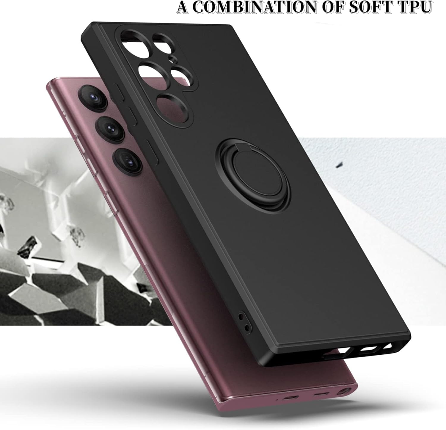 OLOBBIRD Funda de teléfono de TPU suave y delgada con soporte para anillo de dedo para Samsung Galaxy A12 A22 A32 A52 A72 A51 A71 4G 5G Cubierta