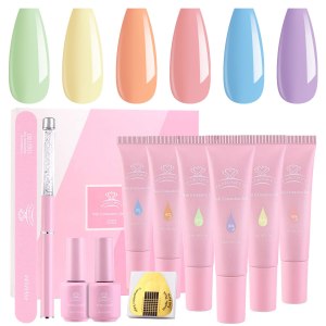 Makartt Kit de extensión de gel Qik para uñas, no se desliza, kit de gel de uñas azul rosa para otoño e invierno, con capa base, capa superior, gel Makartt Kit de extensión de gel Qik para uñas, no se desliza, kit de gel de uñas azul rosa para otoño e invierno, con capa base, capa superior, gel