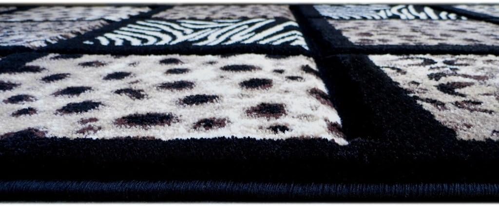 Alfombra con estampado de animales de escultura, 32 pulgadas x 7 pies, 251 color negro