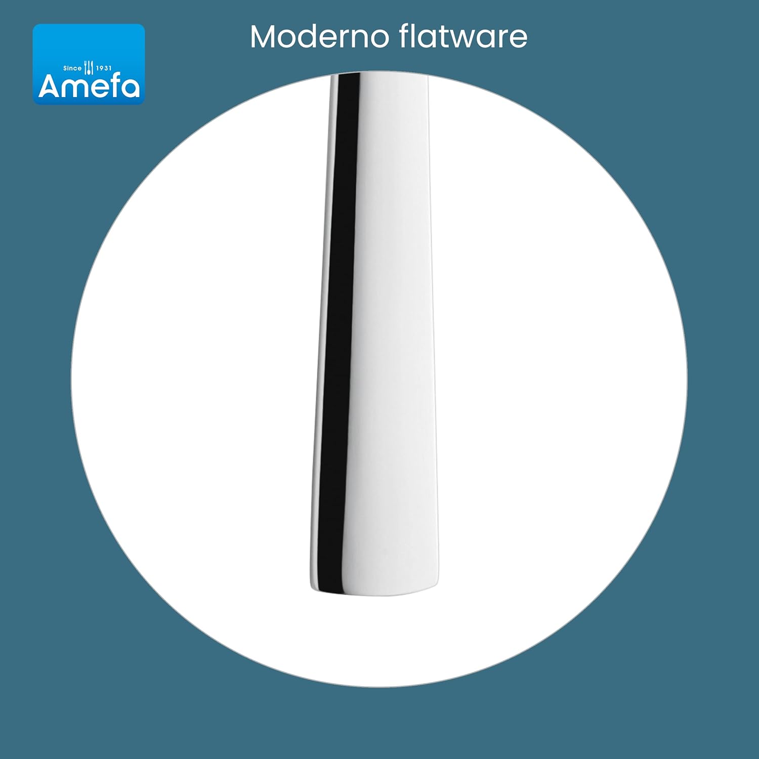 Amefa Moderno juego de cubiertos de acero inoxidable 1810 de 20 piezas, acabado de espejo de alto brillo, juego de cubiertos de servicio para 4,