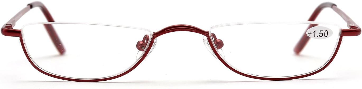 T0340 – Gafas de lectura de aleación vintage sin montura para hombres y mujeres, con elegante estuche