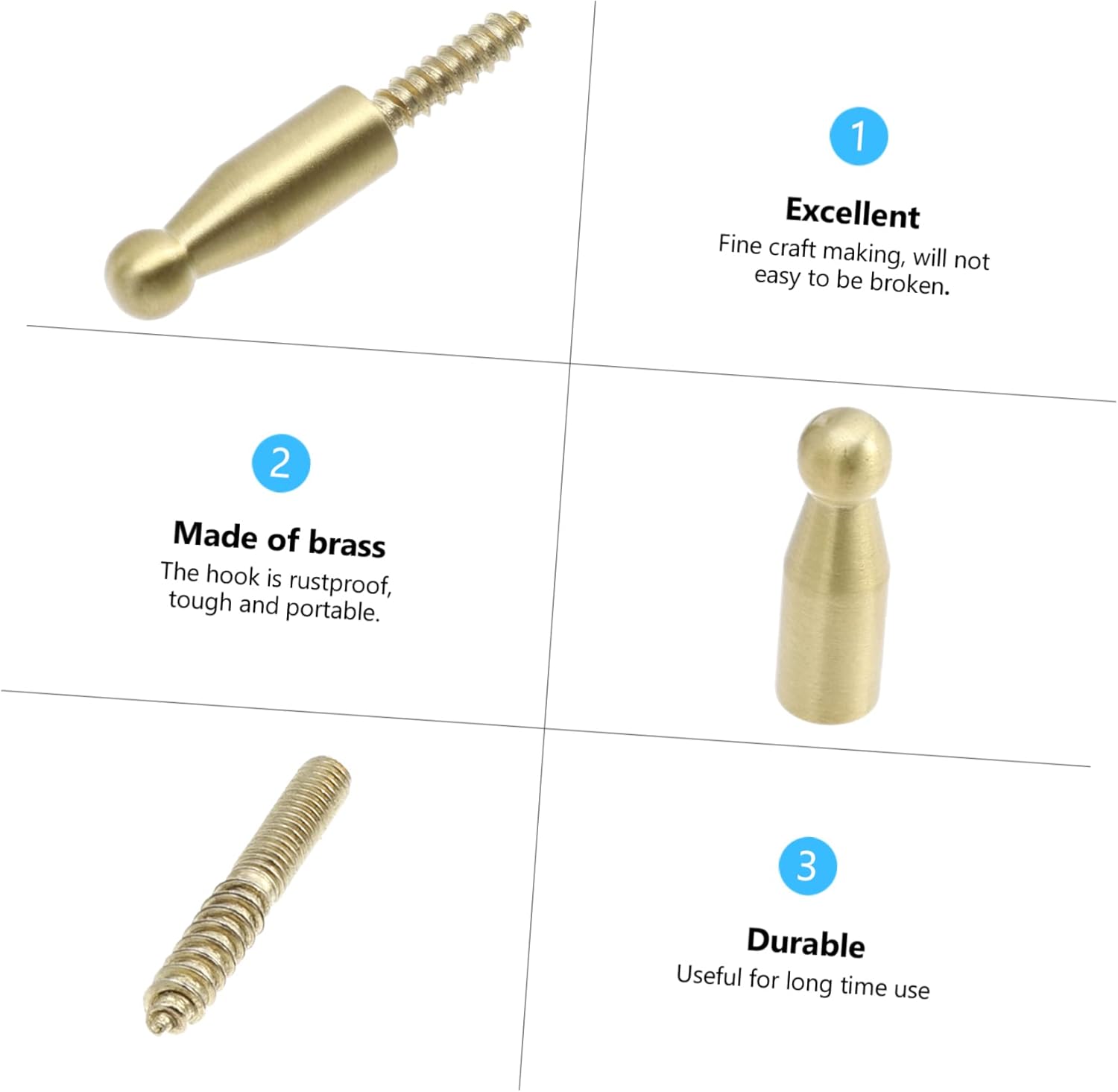DOITOOL 4 ganchos de latón para abrigos, ganchos de baño, ganchos de pared, ganchos de clavija, ganchos de baño, ganchos para colgar en la pared,