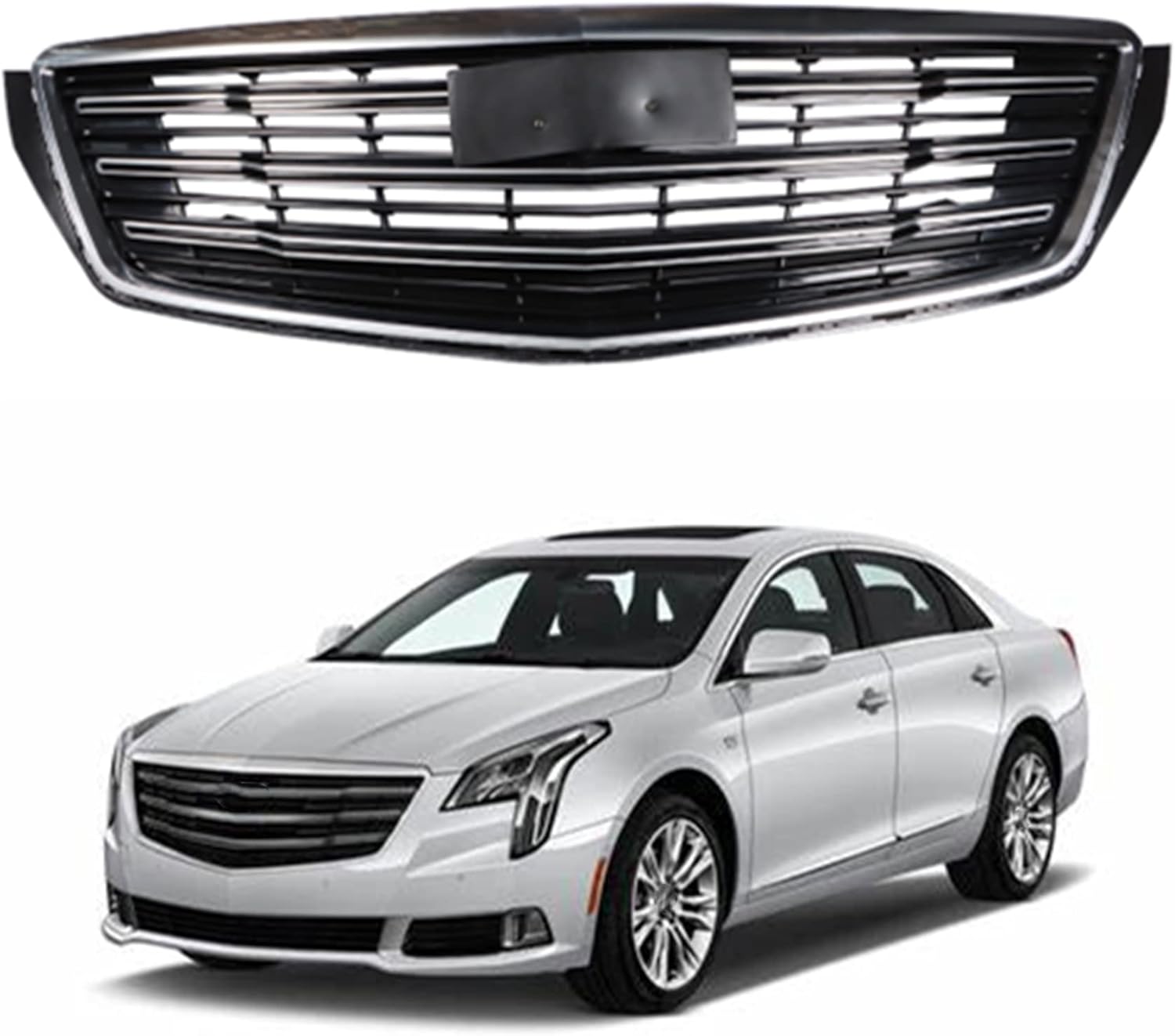 Repuesto para Cadillac XTS 2018 2019 Rejilla de malla frontal con marco cromado sin emblema