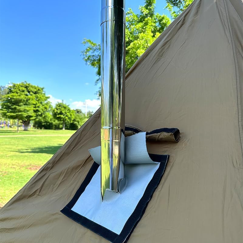 Womeyork Tubo recto 2 PCS Chimenea de acero inoxidable para acampar al aire libre Estufa de leña Diámetro 2.95″