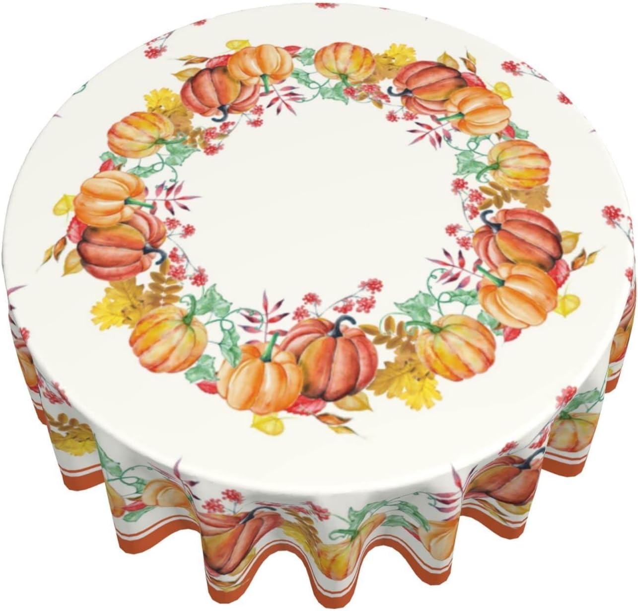 Mantel redondo de calabazas de otoño de 60 pulgadas, mantel de Acción de Gracias, hojas de arce, mantel impermeable para vacaciones, comedor,
