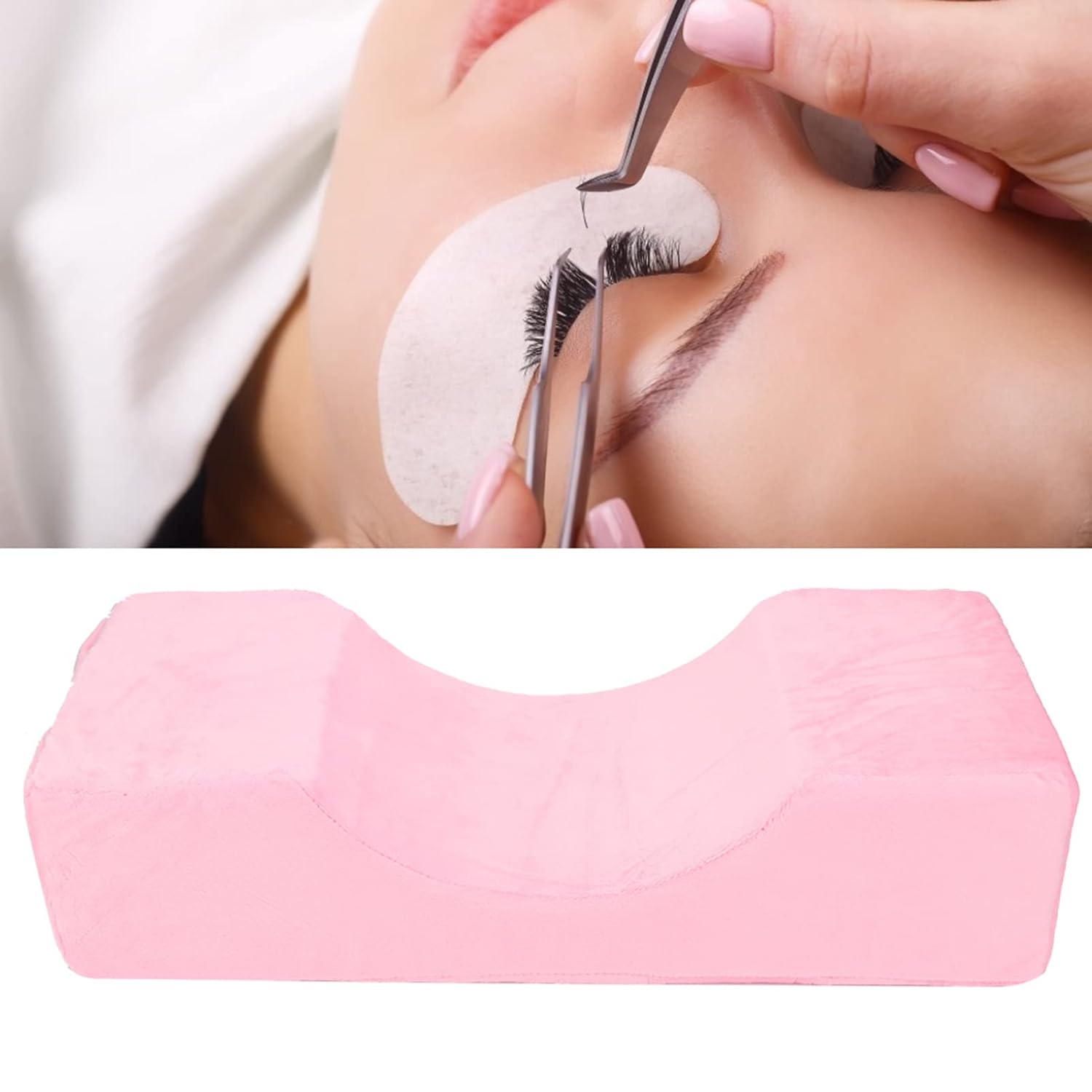 Almohada para reposacabezas con soporte para el cuello en forma de U, almohada de extensión de pestañas de injerto de maquillaje, almohada de