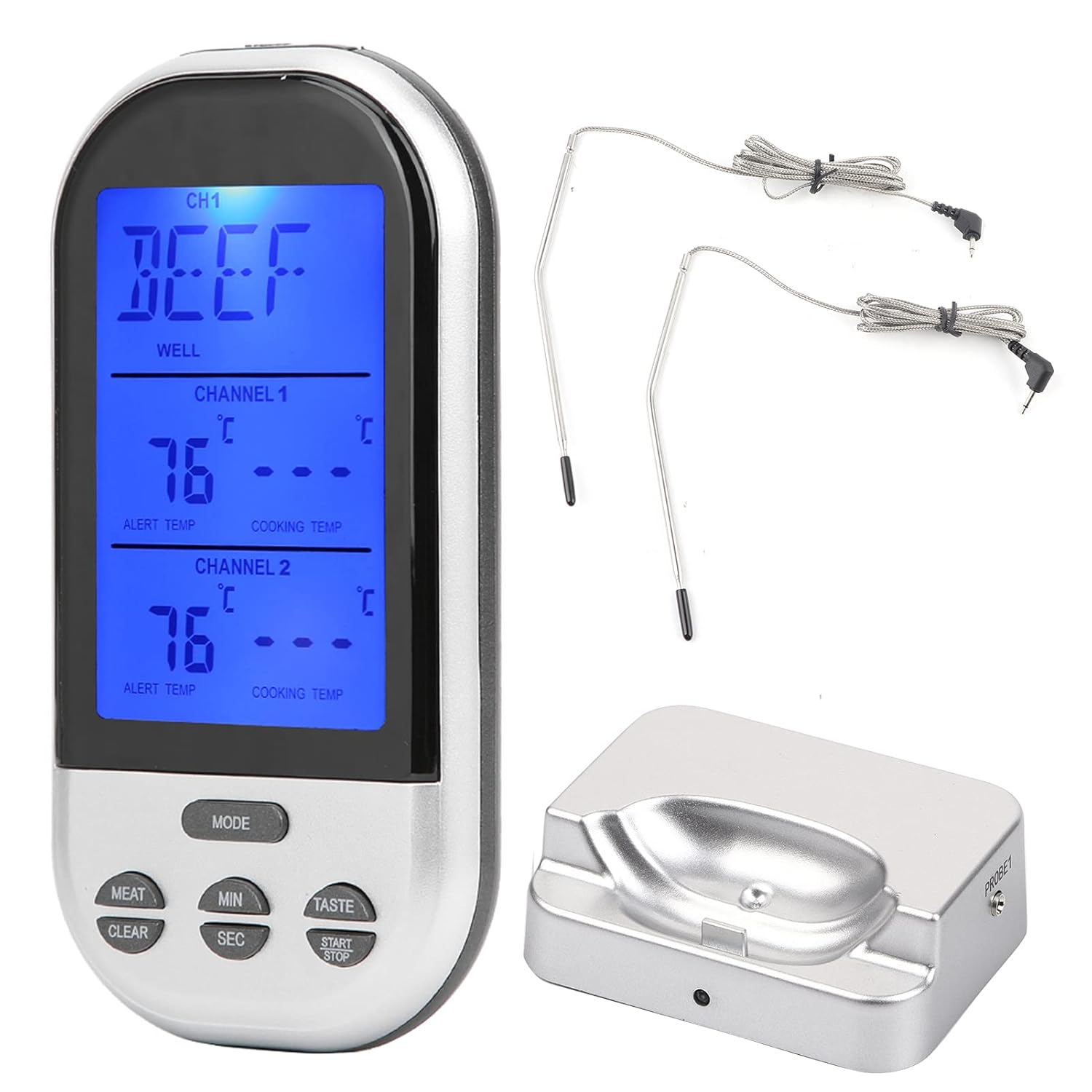 Fydun TSK32S Termómetro de carne doble sonda doble medidor de temperatura digital cocina remota para horno ahumador barbacoa TSK32S termómetro de