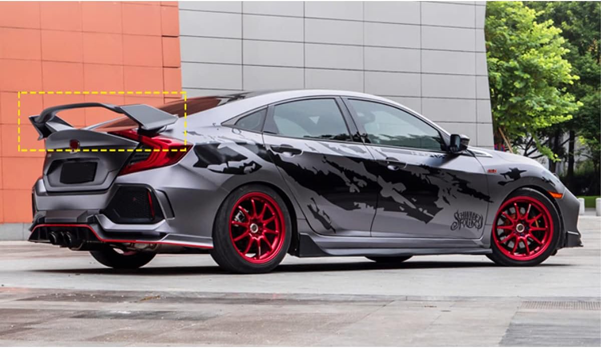 Compatibilidad de alerón trasero con Civic 10 generación 2016-2021 Tapa trasera del maletero Alerón Ala JDM Type-R Estilo ABS Primer Negro