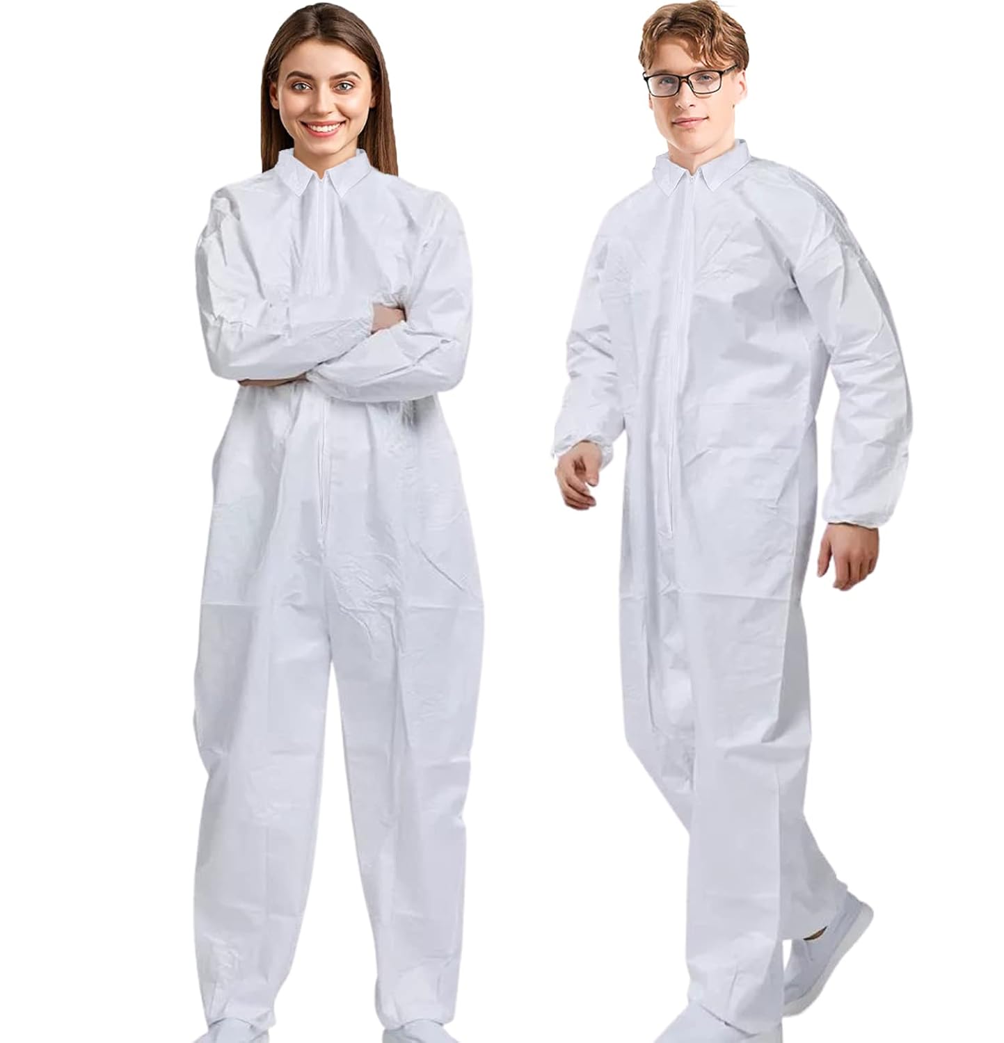 Medical Nation Trajes de materiales peligrosos  Paquete de 25 unidades, mediano  Overol protector desechable, resistente de cuerpo completo, traje