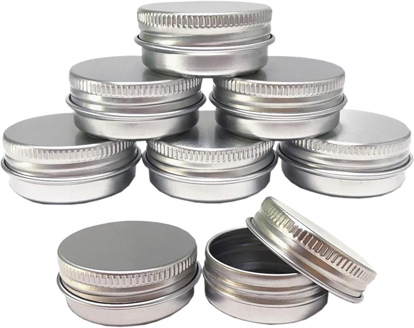 Paquete de 12 latas de metal de 0.17 onzas con tapas, latas de aluminio de 0.17 onzas líquidas, recipientes recargables de lata con tapas,
