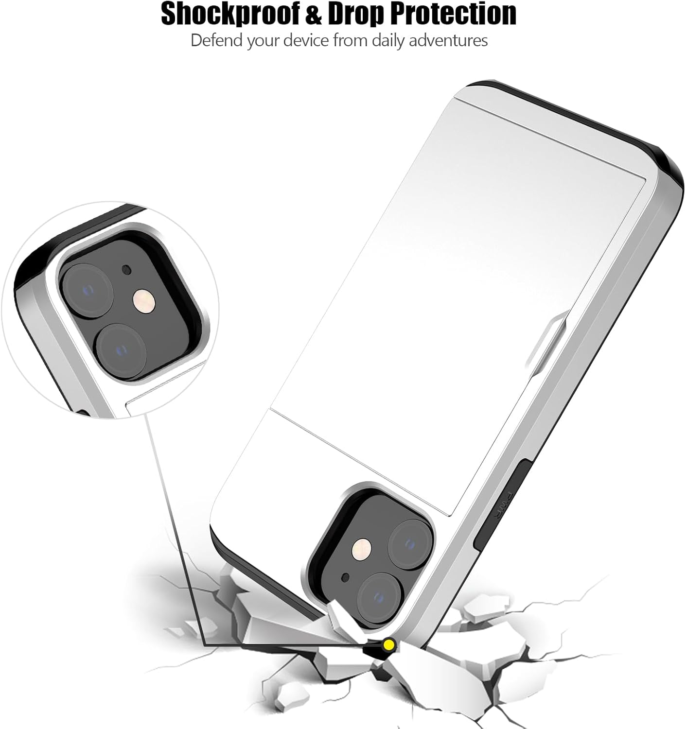 Nvollnoe Funda para iPhone 12 Mini con tarjetero resistente de protección de doble capa a prueba de golpes con ranura para tarjeta oculta delgada