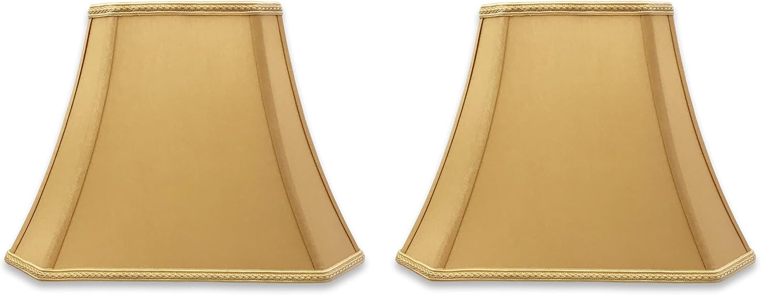 Royal Designs, Inc. DSO-68-16AGL-2 – Juego de 2 pantallas de campana de diseño de corte rectangular, pantalla de seda de tela mediana con accesorio