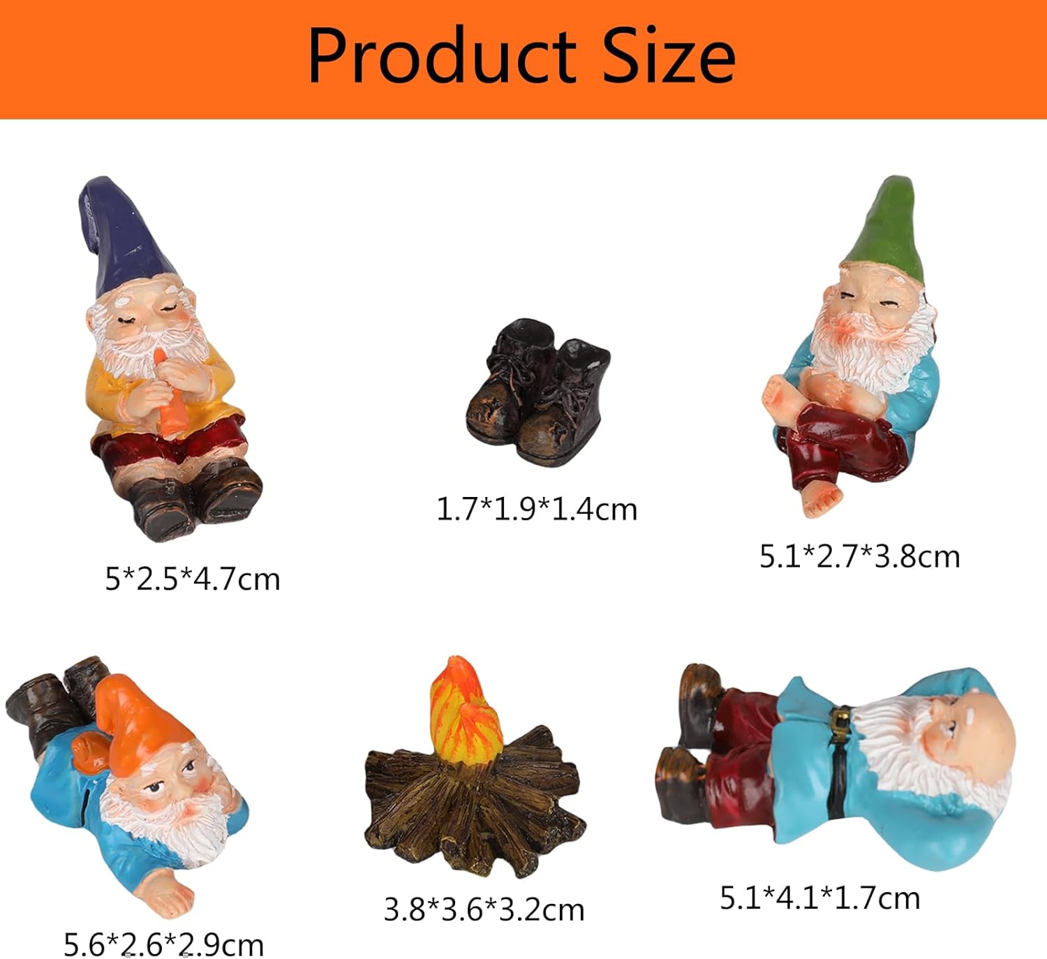 Mini gnomos de jardín, 6 piezas de gnomos de campamento para exteriores, esculturas y estatuas de jardín enano para interiores y exteriores, patio,