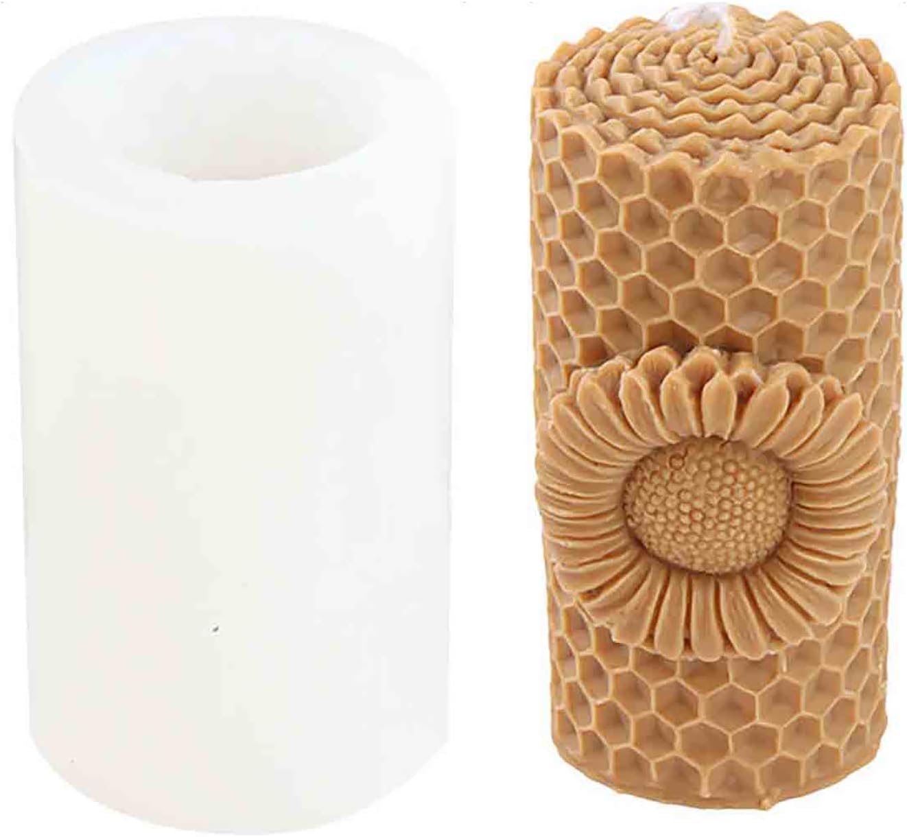 Grainrain Moldes de silicona para velas de cera de abeja 3D con diseño de flor de sol, para hacer velas, cera y jabón, moldes de silicona para velas