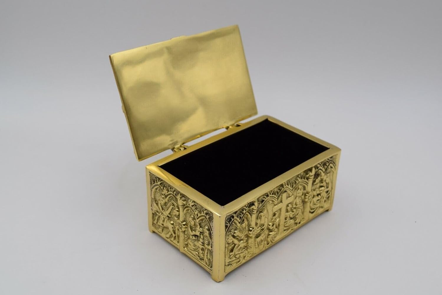 Caja dominante del tabernáculo de latón adornado, caja de reliquia del relicario, caja decorativa de la iglesia (CCG-816)