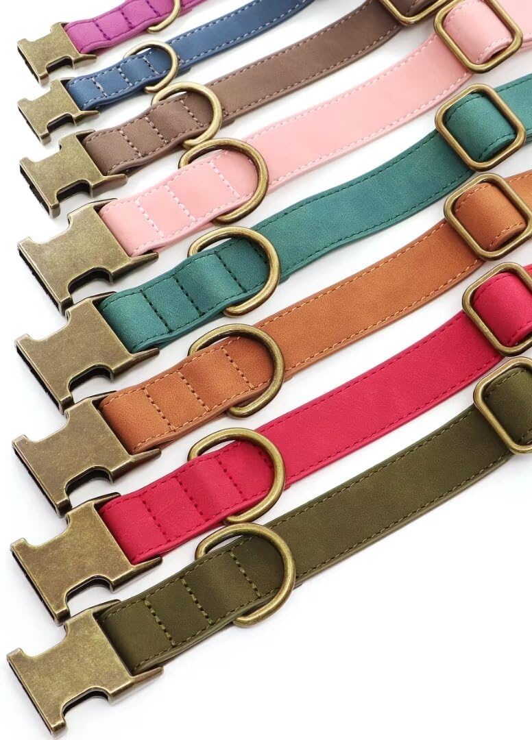 Didog Collar de cuero suave para perro, collares de perro duraderos y resistentes con hebilla metálica de liberación rápida, collar de cuero