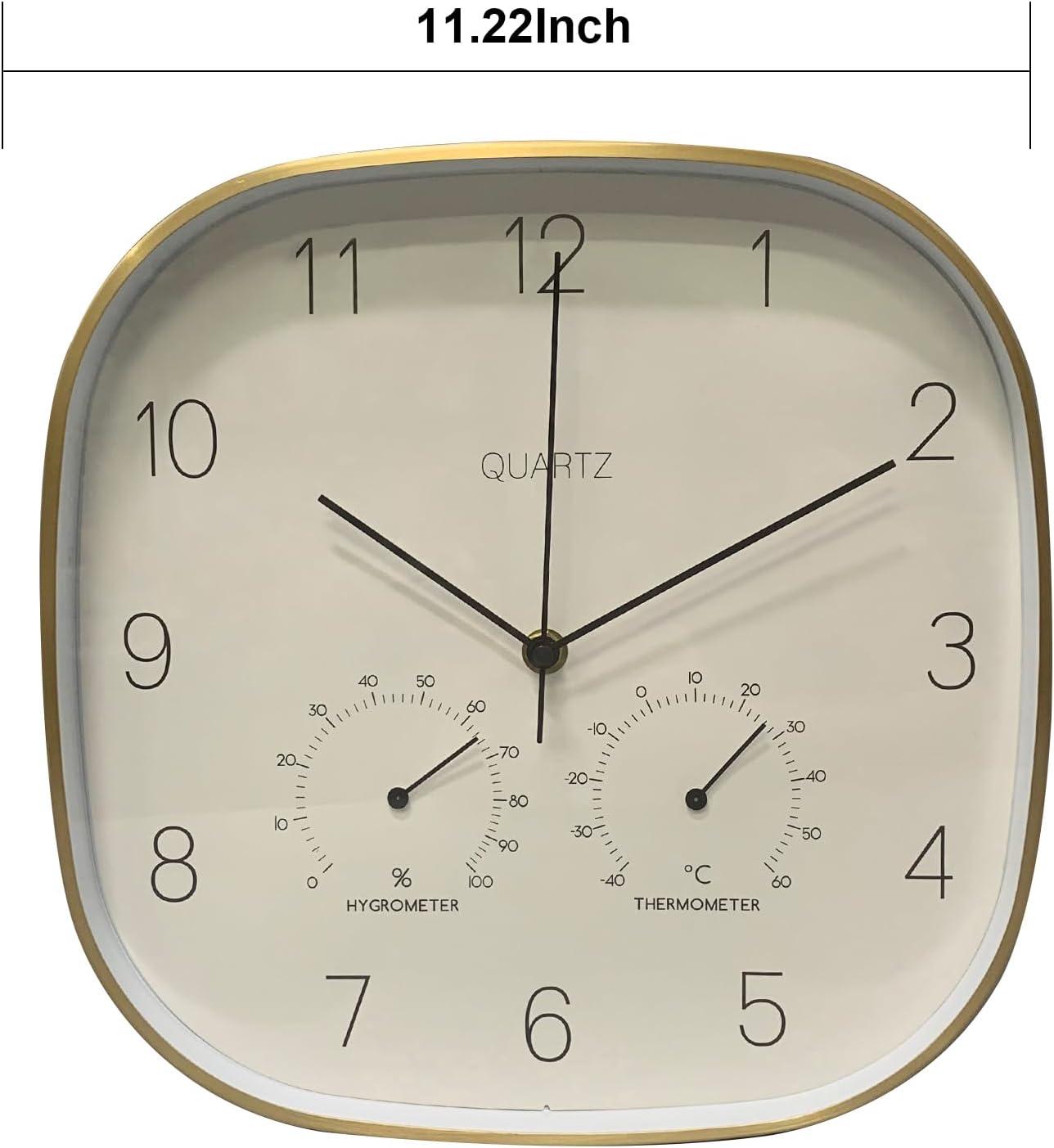 ANDSTAR Reloj de pared silencioso de 12 pulgadas con temperatura y humedad, funciona con pilas, relojes de pared decorativos para sala de estar,