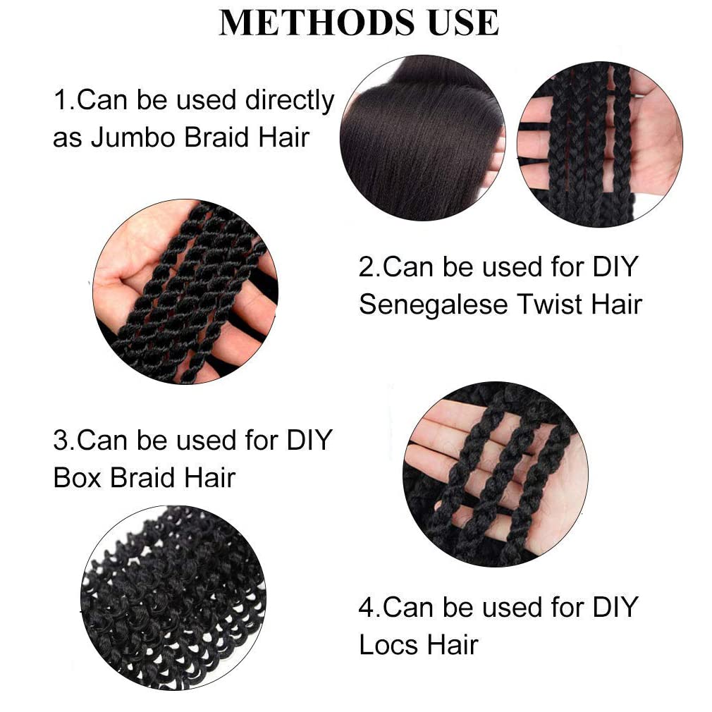 Extensiones de cabello trenzado preestiradas de 20 pulgadas, 8 paquetes de cabello sintético profesional para mujer, trenzas de ganchillo, textura