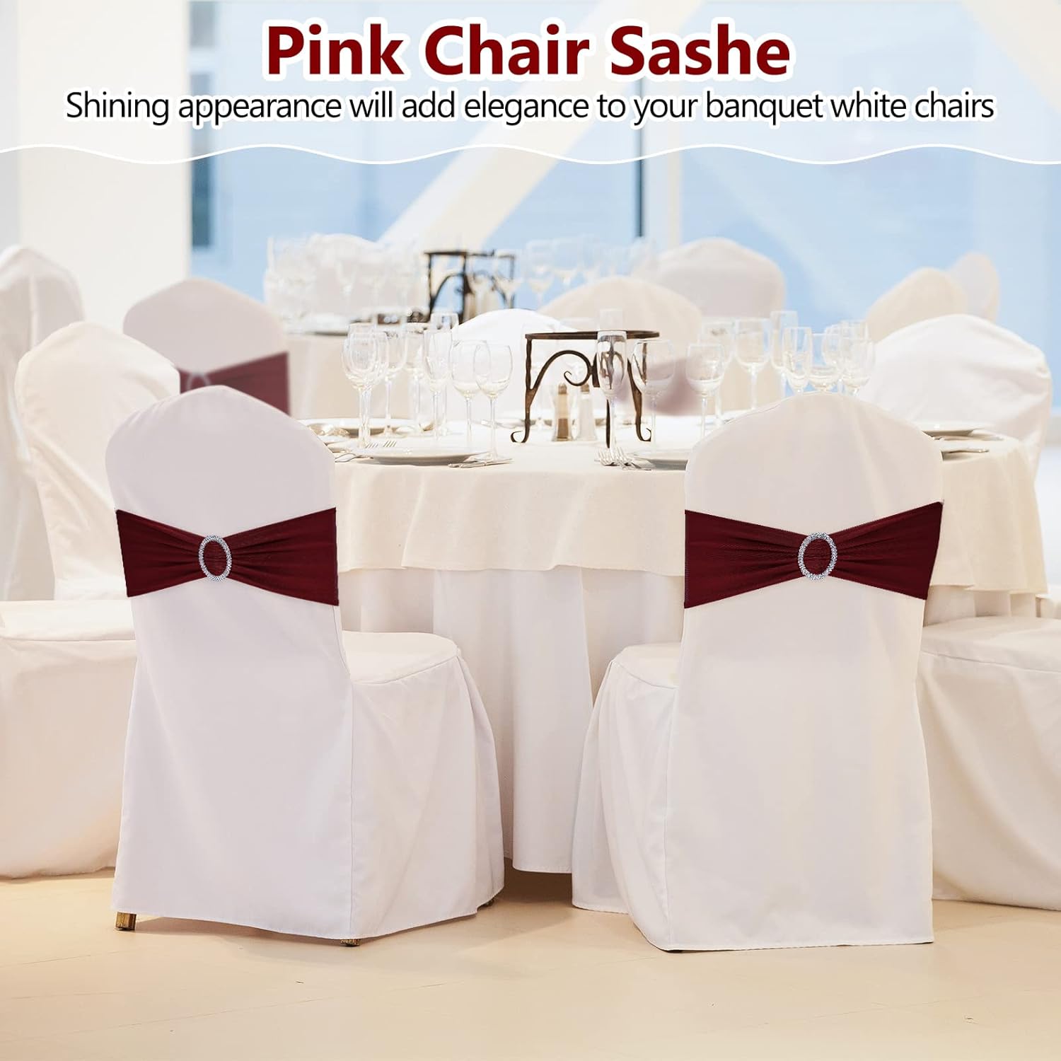 Tegeme 80 cintas elásticas para silla, lazos para silla, bandas elásticas de elastano con hebilla para bodas, hoteles, banquetes, fiestas de