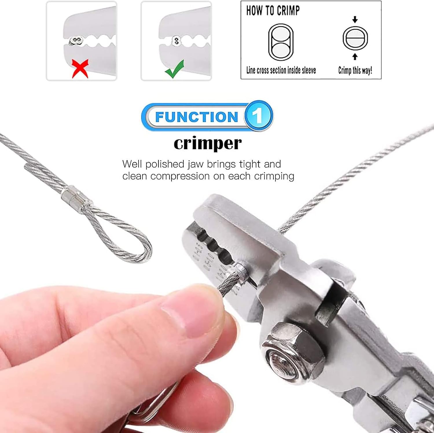 Kit de herramientas de prensado de cable de alambre de acero inoxidable, alicates cortadores y engarzadores, cuerda de alambre 304 de 100 pies, kit