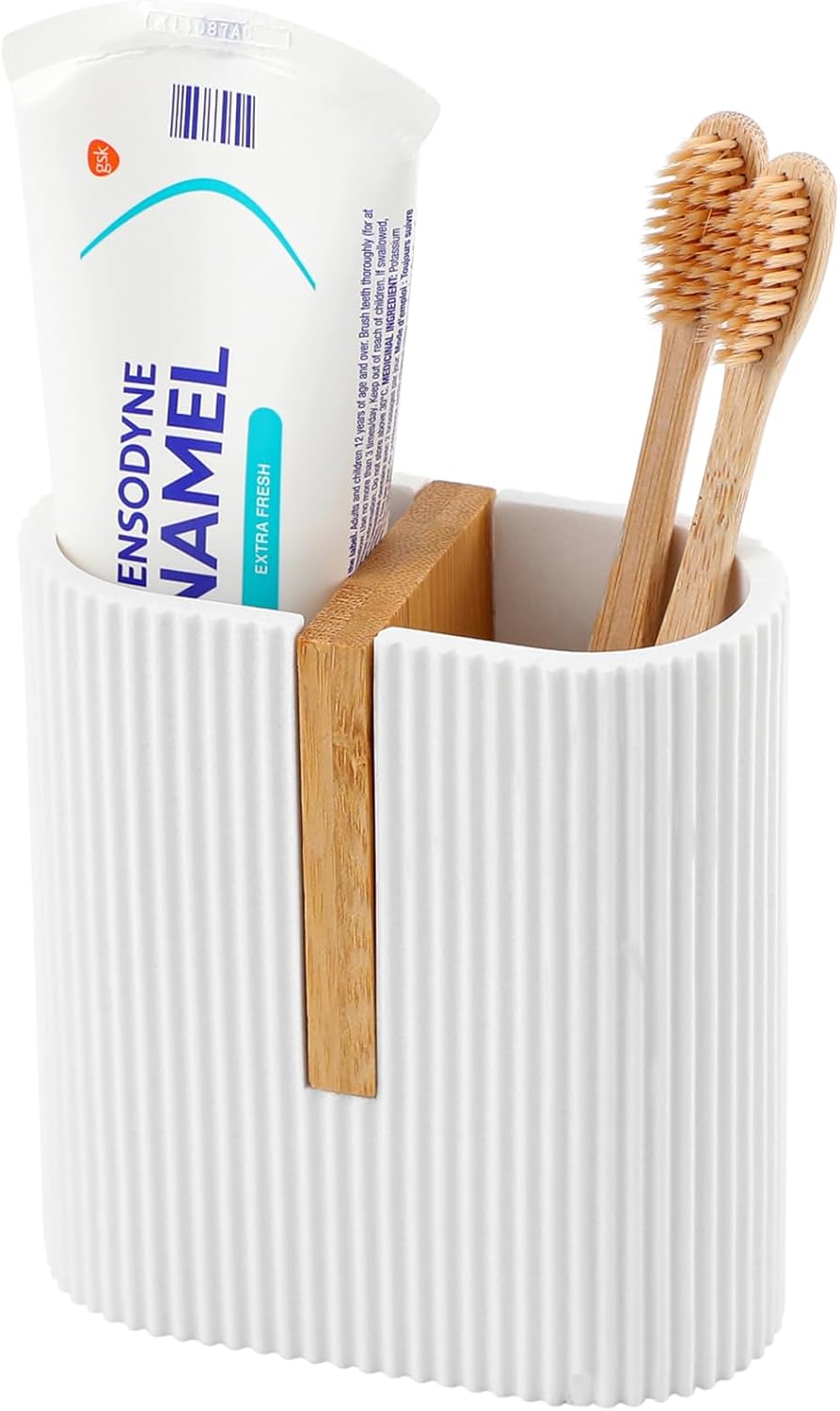 rejomiik Soporte para cepillos de dientes blanco mate, soporte eléctrico para cepillos de dientes para baños, cepillo de dientes de bambú y