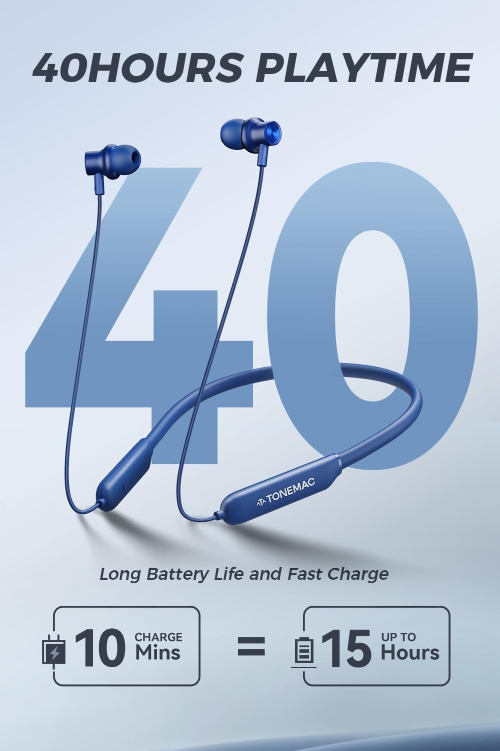 Auriculares Bluetooth N8 inalámbricos con banda magnética para el cuello, 40 horas de reproducción, IPX6 a prueba de sudor, graves profundos para