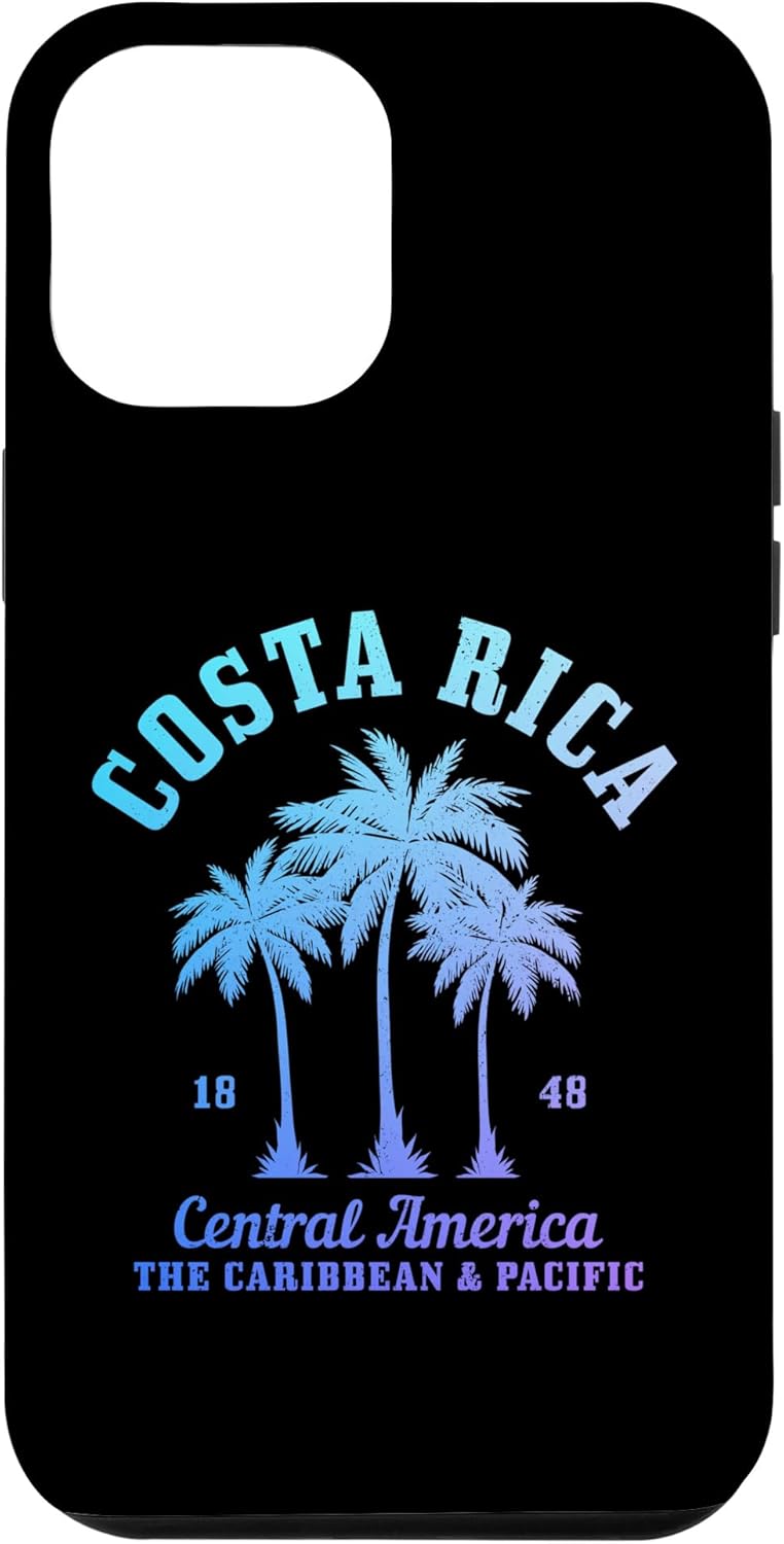 iPhone 14 Pro Max Costa Rica Souvenirs Vintage Palmeras Surf Beach Case