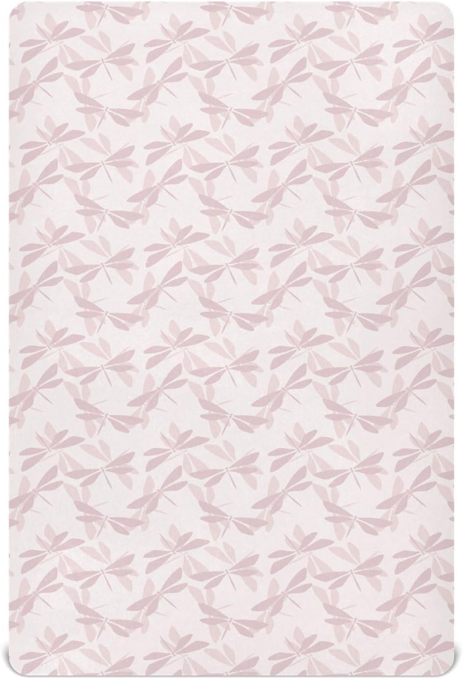 KICPOAY Sábanas bajeras ajustables para cuna, diseño de libélula rosa y morado, sábanas portátiles elásticas para bebé niño, colchón suave y