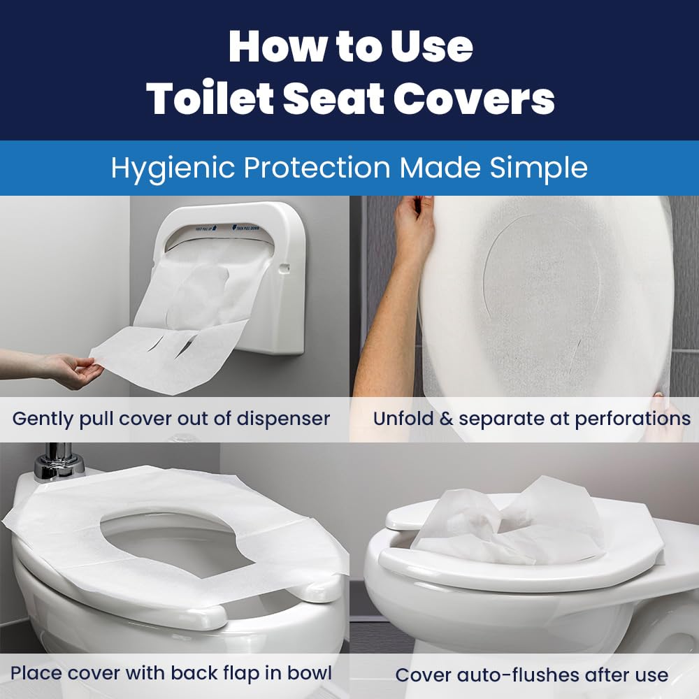 HOSPECO Fundas discretas para asiento de inodoro de media pliegue, 14.25 x 16.5, blanco, 250paquete, 20 paquetescartón