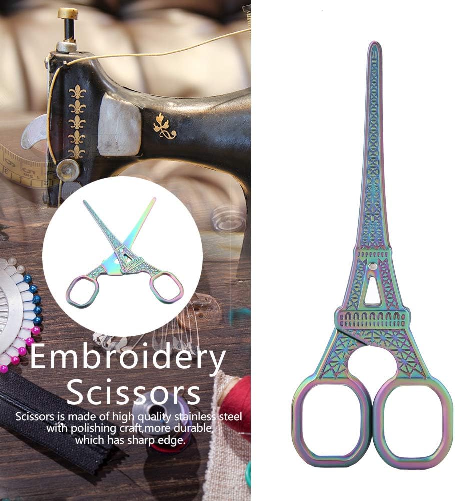 Tijeras de bordado de acero inoxidable, tijeras de costura con forma de torre Eiffel, tijeras de coser para manualidades, herramienta de bordado,