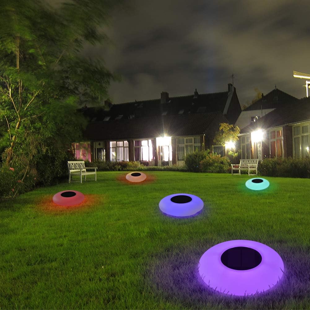 Luces LED solares inflables, luces solares flotantes para piscina, luces flotantes para piscina con LED multicolor, impermeables, luces de jardín al