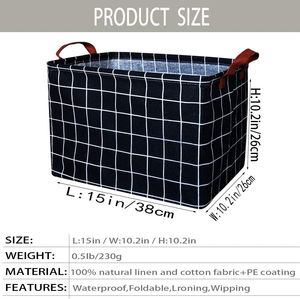 Cesta rectangular de almacenamiento, cesta de guardería de tela de lona para guardar juguetes, caja organizadora impermeable, cesta de lavandería