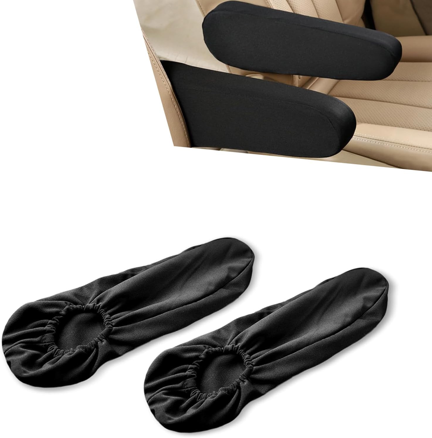 2 fundas para reposabrazos de asiento de automóvil, tela elástica agradable a la piel, transpirable, todo incluido, funda protectora para