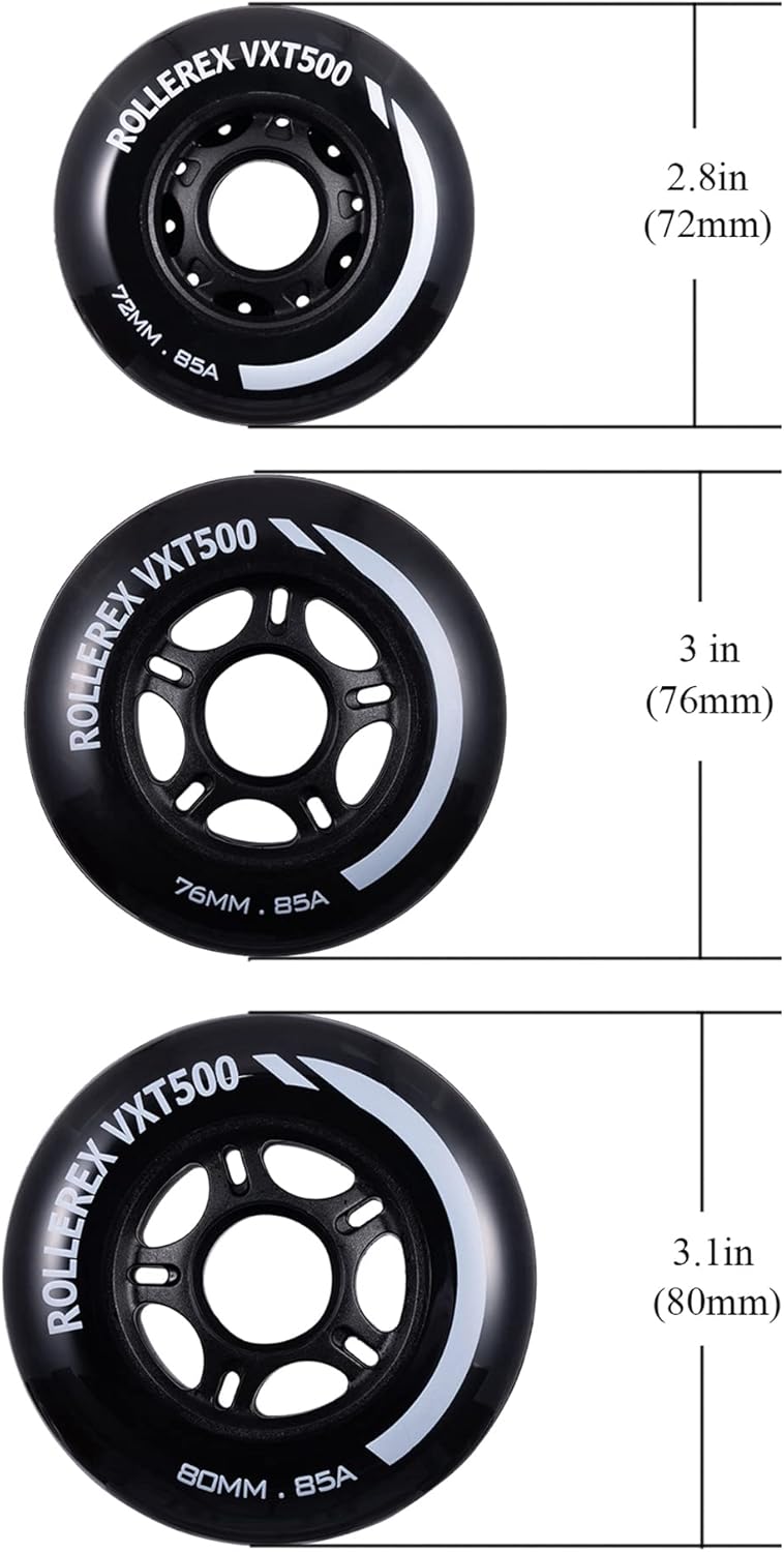 Rollerex VXT500 RipStikRuedas de patinaje en línea (paquete de 2 con rodamientos, espaciadores y arandelas) (uso en cuchillas de rodillos de