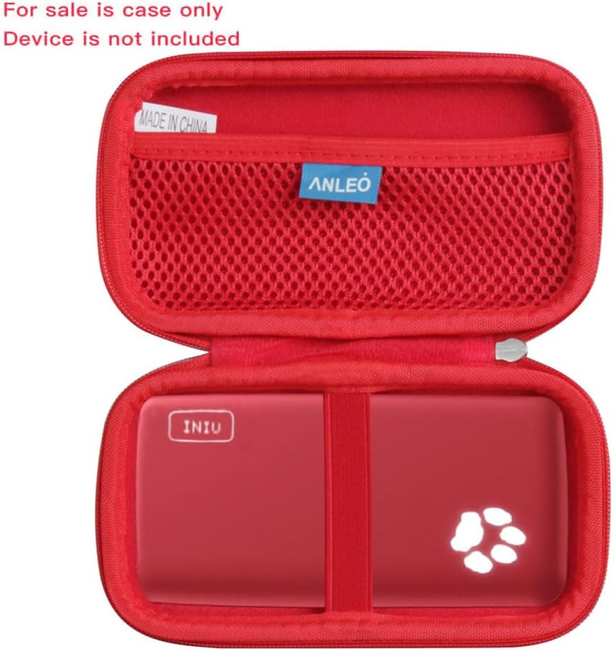 Estuche de viaje rígido para cargador portátil INIU 10000mAh Power Bank versión 2022 (rojo)