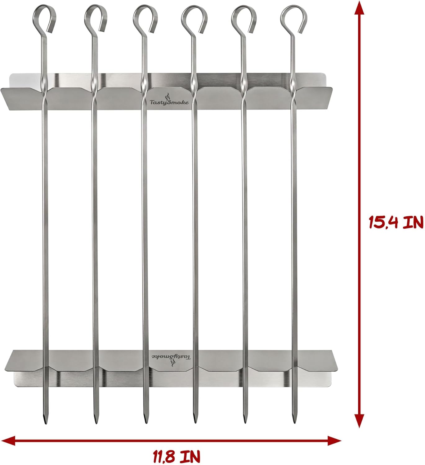 Tastysmoke Brochetas de alta calidad para brochetas y parrilla con estante  6 pinchos planos largos de acero inoxidable  Brochetas reutilizables