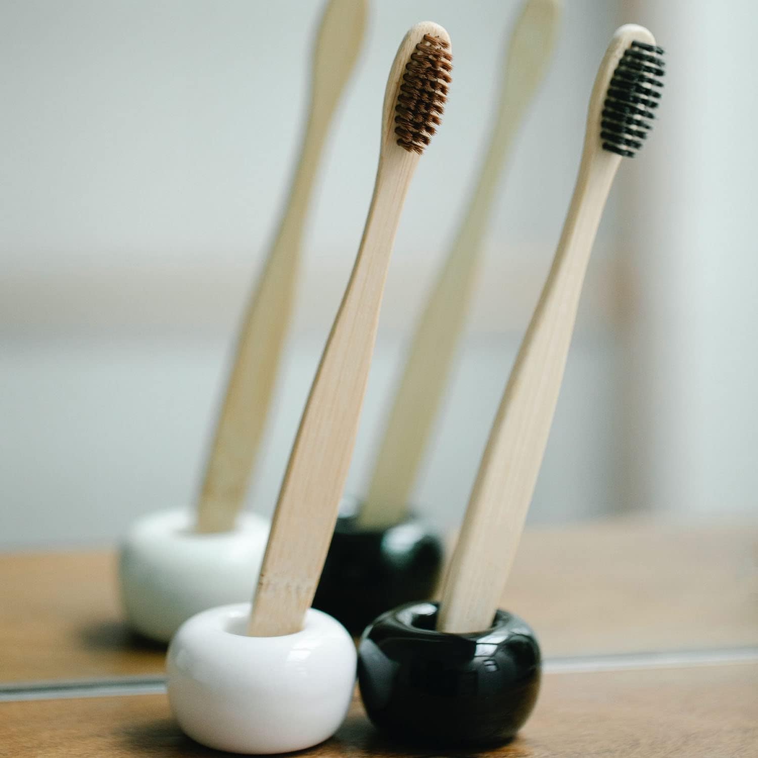 3 piezas Mini Cerámica Hecho a Mano Pareja Cepillo De Dientes Soporte Soporte De Cepillo De Dientes Solo Cerámica Para Baños Encimeras De Vanidad –