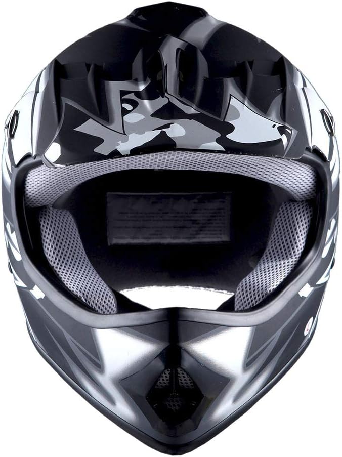 WOW – Casco de motocross para niños, BMX, MX, ATV, casco de motocicleta todoterreno, color negro araña
