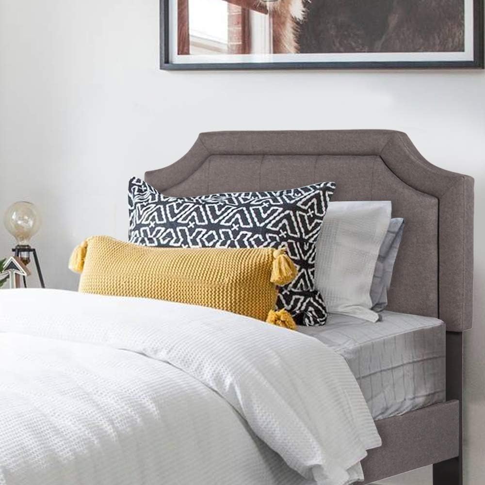 VECELO – Cabecero de cama tapizada con panel cosido de diamante, marco de metal