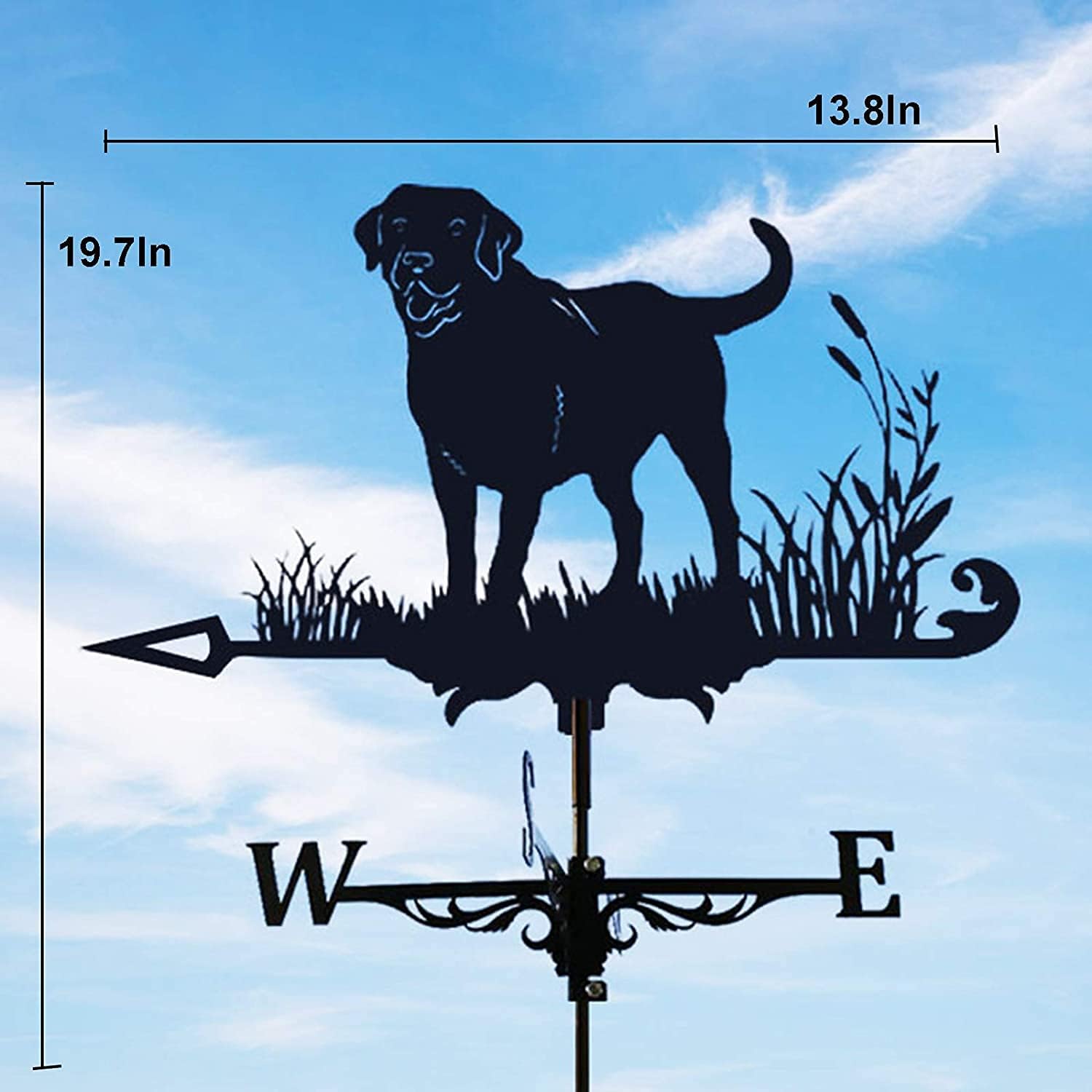 Alnicov Veleta de metal animal, veleta negra vintage, indicador de dirección del viento hueco para decoración de techo de jardín al aire libre