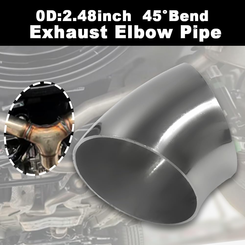 Tubo de codo de escape de 2.5 pulgadas de diámetro exterior de 45 grados (codo doblado de mandril) SS304 de acero inoxidable apto para codo de