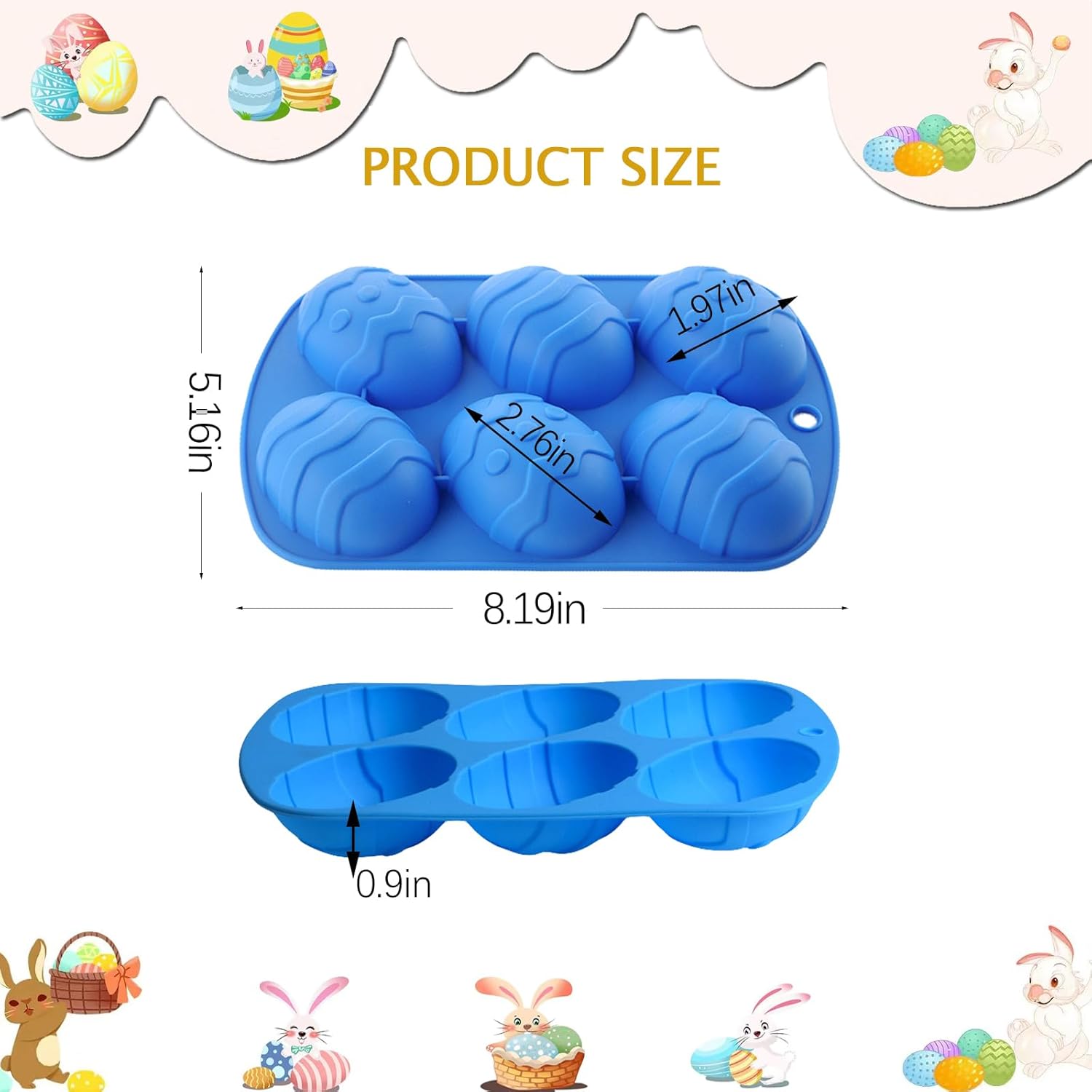 Moldes de silicona para huevos de Pascua, 4 paquetes de moldes para hornear en forma de huevo, 24 cavidades, molde de silicona para huevos de
