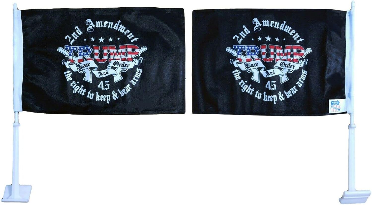Paquete de 12 banderas prémium de nailon de nailon de 2 enmienda Trump Law & Order de 12 x 18 pulgadas